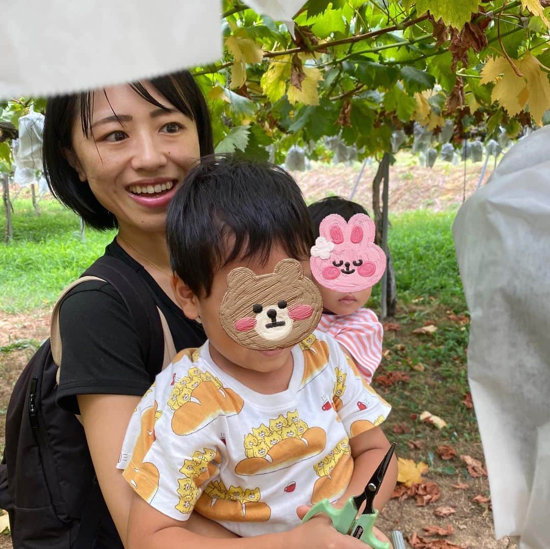 大西蘭さんのインスタグラム写真 - (大西蘭Instagram)「《ぶどう狩り》 やまふじぶどう園でぶどう狩り🍇  先月の話ですが、 今年もぶどう狩りへ😍  この日のぶどう狩りは、ブラックビートという品種🍇  息子も娘もぶどうが大好きなので、大粒のぶどうを見て大喜び😊  ぶどう狩りの後は、やまふじぶどう園のカフェでランチして、ぶどうパフェを食べて、大満足でした☺️  ランチは野菜もいっぱいで彩り良くて、美味しかったし ぶどうパフェは2人でぶどうを取り合いながら食べてました😂  あと、なんといってもやまふじカフェのインテリア、景色、家具、雰囲気が好きです😌  もちろん自分たちで摘み取ったぶどうは甘くてジューシーでとっても美味しく、あっという間になくなりました！  まだぶどう狩りできるそうなので、Instagramでチェックしてから訪れてみてください🙌  @yamafujibudou  @yamafujicafe   いいね、コメント、保存ありがとうございます😌✨  気軽にフォローしてくださいね🌷 @onishiran  ．  #やまふじぶどう園 #ぶどう狩り #やまふじカフェ  #富山ママ #富山ママと繋がりたい #富山観光 #北陸旅行 #北陸観光 #富山子連れ #富山子連れおでかけ #子連れおでかけ #子連れランチ #キッズフレンドリー」9月23日 20時35分 - onishiran
