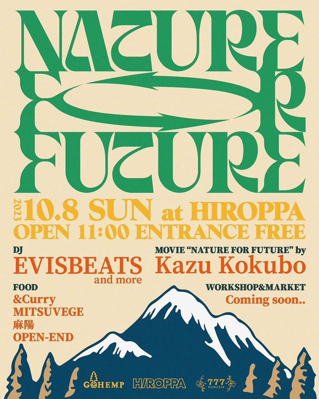 國母和宏さんのインスタグラム写真 - (國母和宏Instagram)「#Repost @maruhiro.hiroppa with @use.repost ・・・ . 「NATURE FOR FUTURE」をテーマにスノーボーダーKAZU KOKUBOによるブランドNOMADIK"777"と環境負荷の少ないヘンプ素材を中心にリサイクル素材なども使用し様々なテイストのウエアを提案しているGOHEMPがコラボレーション。 この秋にヘンプ素材を使用した限定ウエアが発売、トラックメーカーEVISBEATSによるエクスクルーシブトラックを使用したスペシャルムービーも公開されます。  今回コラボレーションに際し 「NATURE FOR FUTURE＝今ある自然を次世代、子供達に残していく」を様々な解釈で表現する記念イベントを長崎県波佐見町の陶器ブランドマルヒロによる私設公園ヒロッパにて開催いたします。  EVISBEATSをはじめとしたDJによる音楽の中、身体に優しいフードスタンドや大人だけでなく子供も楽しめるワークショップ＆マーケット、スケートバンクでのセッション、さらにイベント終盤のサンセットタイムにはKAZUKOKUBO監修の元 ヒロッパの芝生エリアに特設する野外スクリーンでスペシャルムービーも上映。  どなたでも気軽にお越しください。  --  「NATURE FOR FUTURE」at HIROPPA 10/8 (Sun) 11:00～ ENTRANCE FREE  【DJ】 EVISBEATS @evisbeats240   【SPECIAL MOVIE】 KAZU KOKUBO @kazukokubo   【FOOD】 ＆Curry @__and.curry  MITSUVEGE @mitsuvege  麻陽 @hempfood_asahi  OPEN-END @open_end_jp   【WORK SHOP＆MARKET】 Coming soon..  ・IMAGE DESIGN north NADO @ogt_nsk  ・協力 mellowtalk @mellow_talk  camosi brewing @camosibrewing  ・アクセス 〒859-3702 長崎県東彼杵郡波佐見町湯無田郷６８２(無料駐車場有) @maruhiro.hiroppa   ※駐車場の台数に限りがあります。ご了承下さい。  --  「NOMADIK」 それは、決められた場所・モノ・こと・ルールに縛られることなく、常にアップデートする人種を指す言葉。  僕らは新たなスタイルを作り出す為にあらゆる地へ旅をする。  スノーボーダーやスケーター、ミュージシャン、アーティストに至るまで、 世界中でハングリーかつオリジナリティーを追求しながら活動している仲間とともに、Nomadikを通して新たなシーンを創造していく。 @we_are_nomadik   「GOHEMP」 国内初のヘンプウエアブランドとして1994年に誕生。 環境負荷の少ない繊維として注目を集めるヘンプを使用して様々な製品をリリース。 ファッションとしての魅力だけでなく、素材特有の着心地の良さで人気のヘンプＴシャツは 仕事着やリラックスウエアなど様々な用途でも愛用されています。 @gohemp   「EVISBEATS」  和歌山在住のビートメーカー、プロデューサー。 般若、KREVA、RHYMESTER、鎮座DOPENESS、ZORNなど 様々なアーティストや企業CMに楽曲を提供。 田我流との楽曲『ゆれる』は日本のヒップホップのクラシック。 アルバムに『AMIDA』『ひとつになるとき』など。 最新アルバム『That’s Life』配信中 @evisbeats」9月23日 21時39分 - kazukokubo