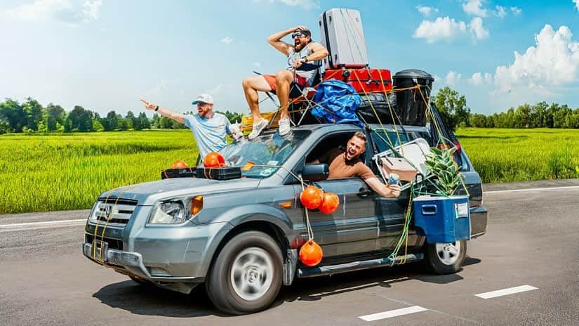 Dude Perfectのインスタグラム：「Are we there yet??? Road Trip Stereotypes is LIVE on YouTube! 🚗⚠️🚨」