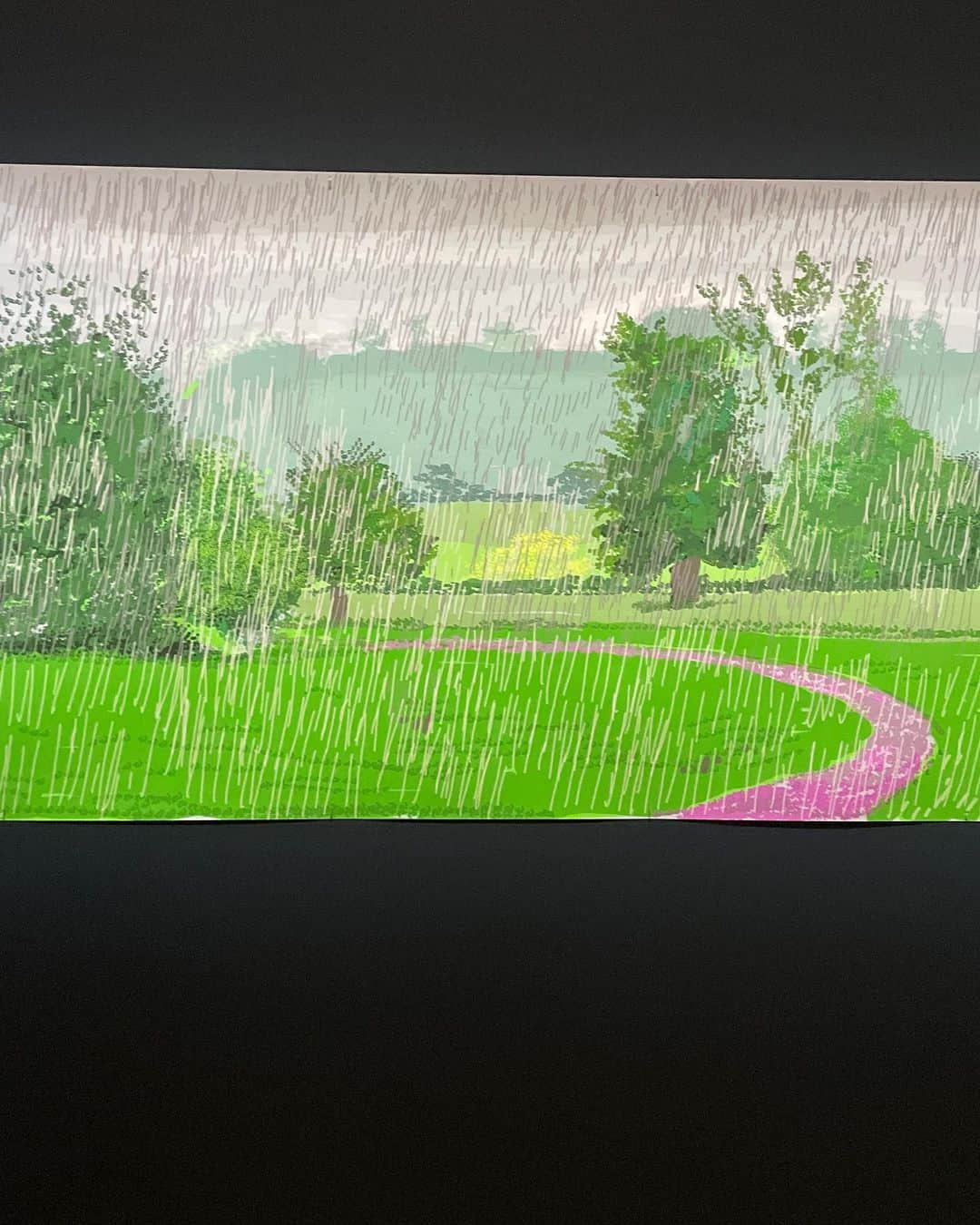 AMOさんのインスタグラム写真 - (AMOInstagram)「作品に込められるポジティブなメッセージと ハッピーな色彩に癒され、 固定概念にとらわれず新たな手法や表現を取り入れてチャレンジし続ける自由さと、好奇心の豊かさに刺激をもらう。 すばらしい展示だった 🍃  わたしもホックニーのように 日常にある景色を、こんなふうに鮮やかに 愛情あふれる視点でみつめていたい 🌷🌧️  #デイヴィッドホックニー展 #davidhockney」9月23日 23時02分 - amo_whale