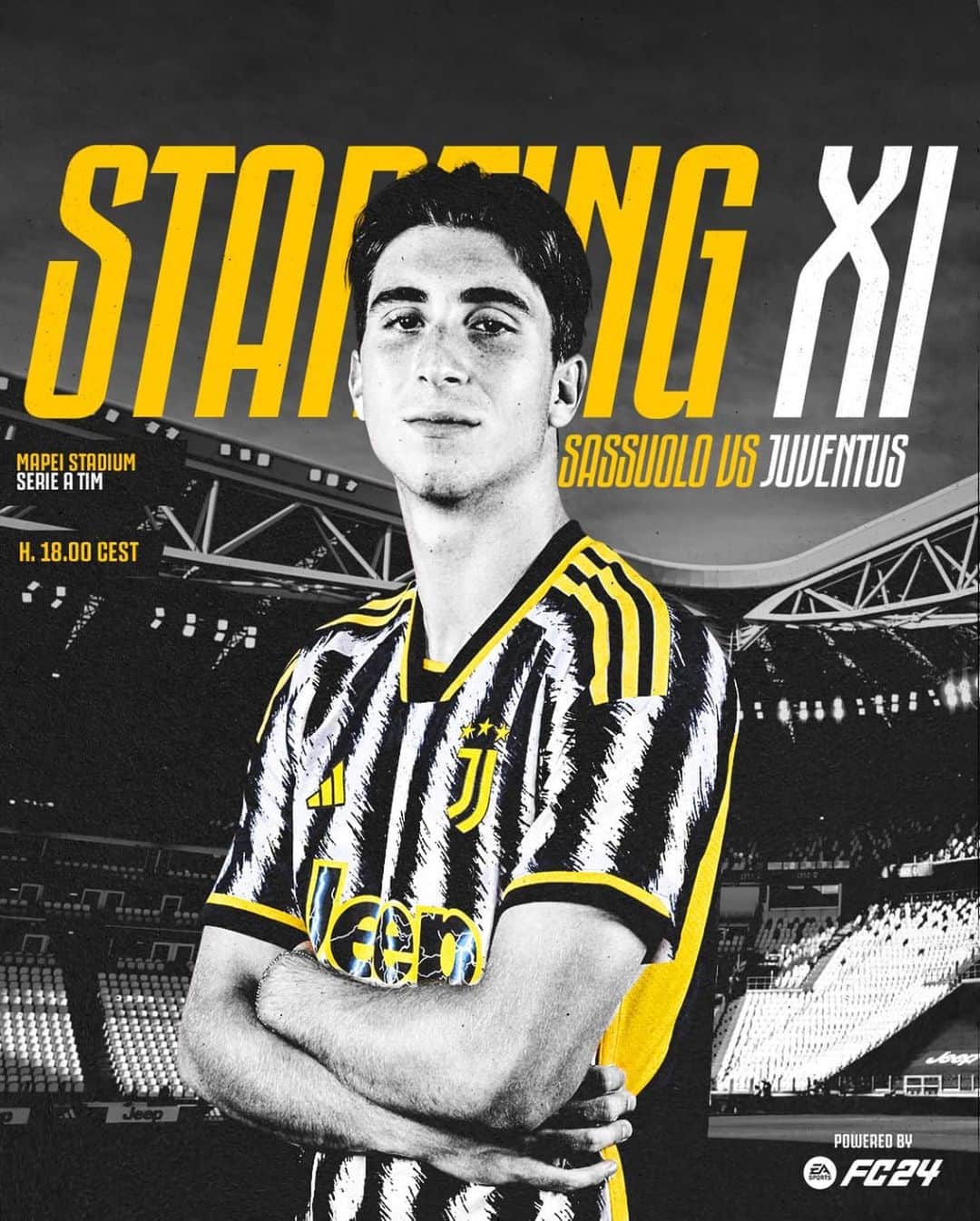 ユヴェントスFCのインスタグラム：「Our Starting XI for #SassuoloJuve 🔥⚪️⚫️  @easportsfc @easportsfcit」