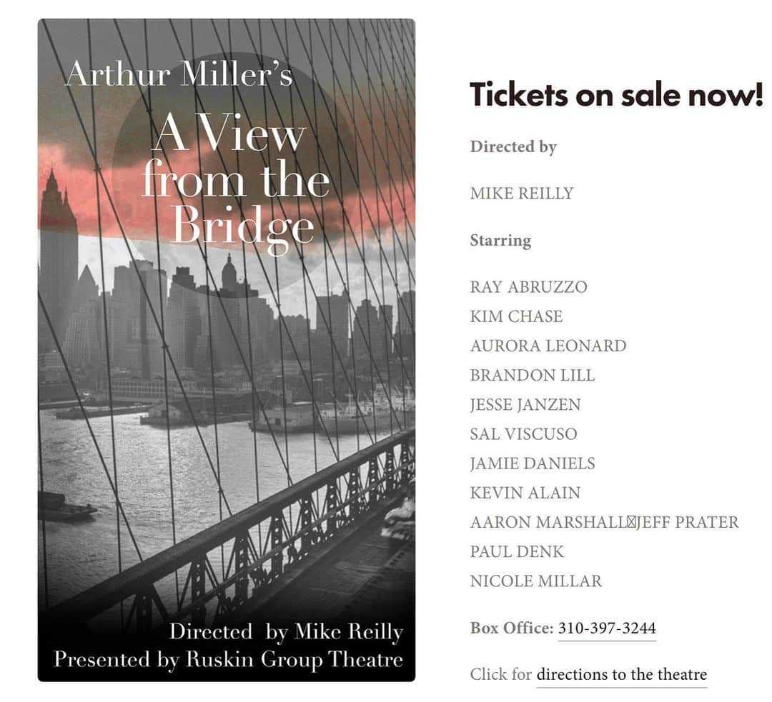 ロブ・モローのインスタグラム：「This is an excellent production.  @realrayabruzzo leads a splendid cast.  Great night of theater.  Directed by the always inspiring #MikeReilly @ruskingroupthtr」