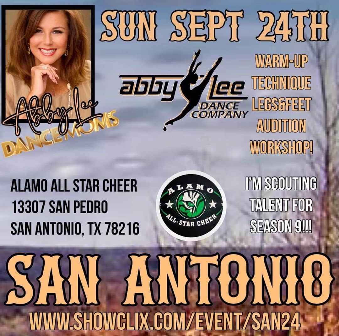 アビー・リー・ミラーさんのインスタグラム写真 - (アビー・リー・ミラーInstagram)「NEXT STOP: San Antonio, TX🌟 👉Monday, 9/25 #Season9 👉Countdown Studio 📍9023 Huebner Rd. STE 119 San Antonio, TX 78249 💌: info@abbyleedancecompany.com  Scouting talent at two events this weekend for filming!」9月24日 1時15分 - therealabbylee
