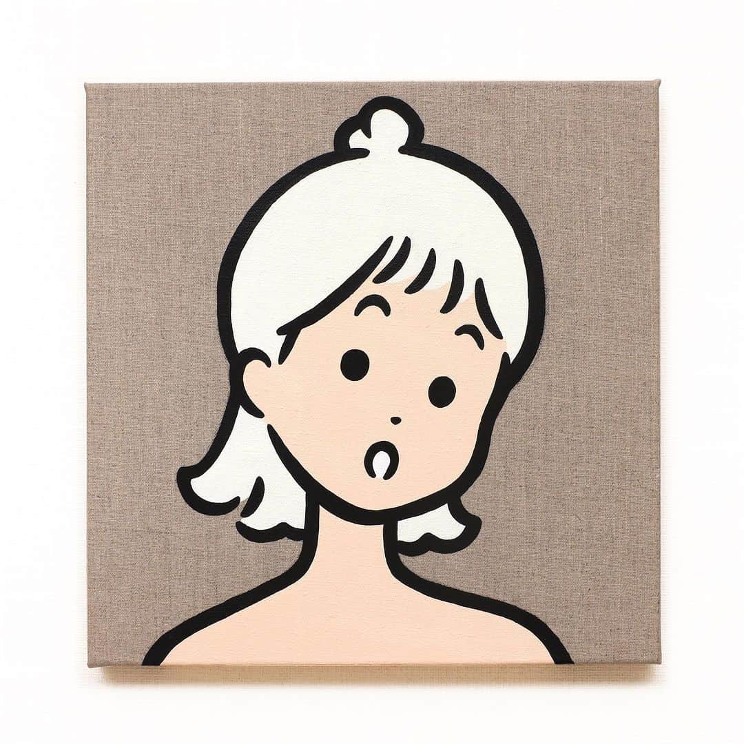 白根ゆたんぽのインスタグラム：「simple portrait # 2 Acrylic on canvas 300 x 300 mm  “SLIDE” - Shirane Yutanpo Solo Exhibition  日期 / Date：2023/09/08 - 09/24 時間 / Time：14:00 - 20:00 (週一公休 / Close on every Monday) 地點 / Add：The Little Hut - 台北市敦化南路一段161巷73號 / No.73, Lane 161, Sec. 1, Dun Hua S. Rd., Taipei  inquiry→ @thelittlehutco」