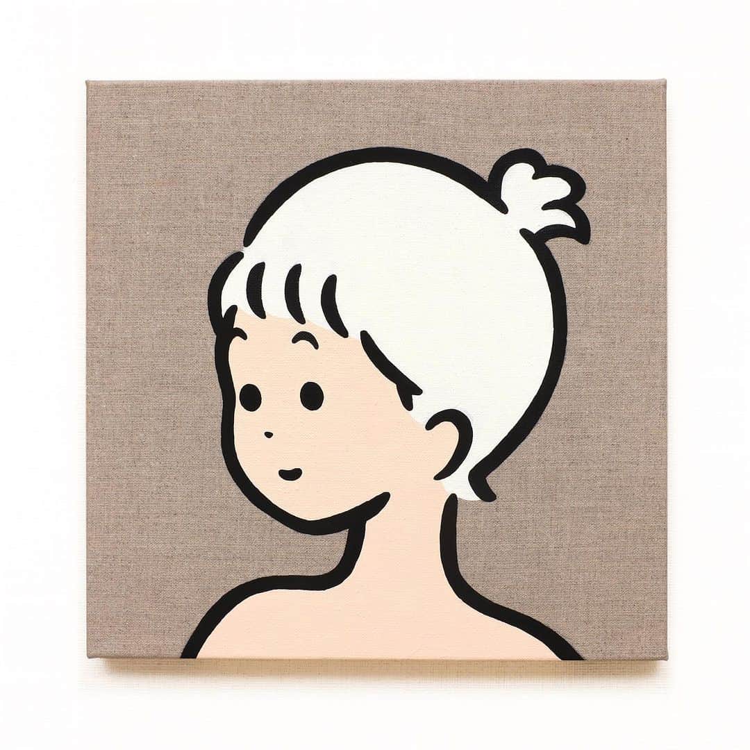 白根ゆたんぽのインスタグラム：「simple portrait # 3 Acrylic on canvas 300 x 300 mm  “SLIDE” - Shirane Yutanpo Solo Exhibition  日期 / Date：2023/09/08 - 09/24 時間 / Time：14:00 - 20:00 (週一公休 / Close on every Monday) 地點 / Add：The Little Hut - 台北市敦化南路一段161巷73號 / No.73, Lane 161, Sec. 1, Dun Hua S. Rd., Taipei  inquiry→ @thelittlehutco」