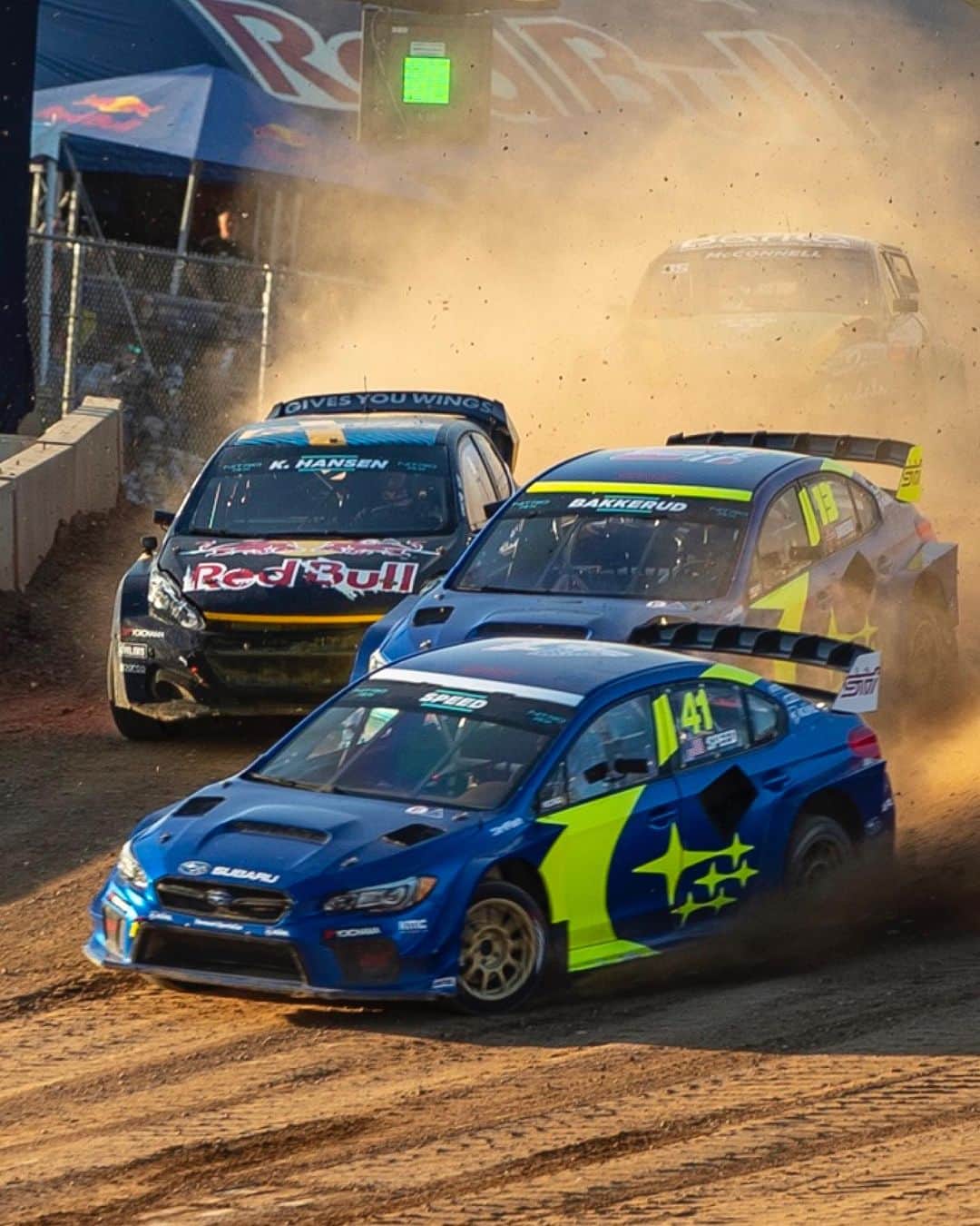 のインスタグラム：「@scott_speed at the front of the pack during Round 2 of the 2021 @Nitrocross season. Scott’s efforts earned him P1 in the Supercar final that weekend. | VSC Archives  #vermontsportscar #nitrocross #gonitro #subaru #rallycross #motorsports #scottspeed   Photo: @matthew.stryker」