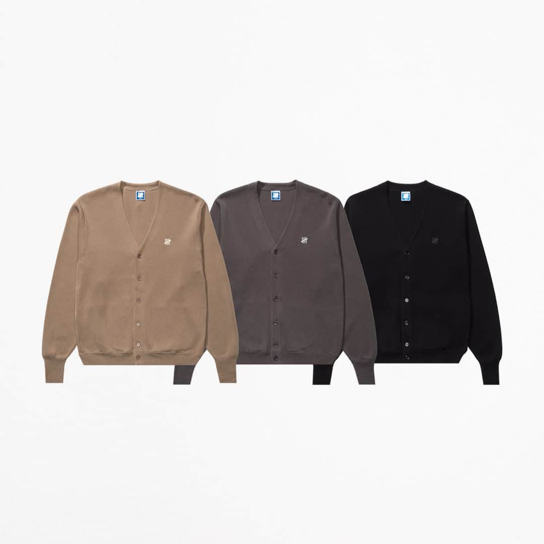 UNDFTDのインスタグラム：「A detailed look into UNDEFEATED FALL 23 - Drop 4  Drop 4 continues with The UNDEFEATED Icon Cardigan and Premium Long-Sleeve Tee. The Icon Cardigan is a 100% cotton knit piece with a rib waistband and cuffs and an embroidered ‘5-strike’ icon on the left chest - available in Black, Lunar Grey and Taupe. The Premium Long-Sleeve Tee, made of 100% cotton heavyweight jersey, features a rib collar and cuffs, embroidered ‘5-strike’ icon on the left chest and is available in Faded Black, Oyster and Snow.  Available now, exclusively at all UNDEFEATED Chapter Stores and Undefeated.com」