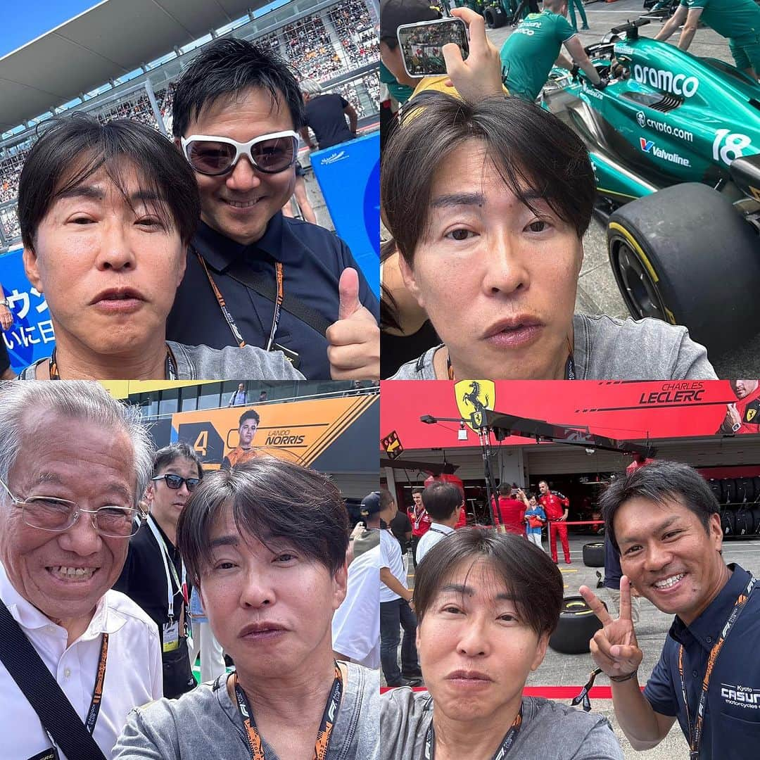 中野猛のインスタグラム：「昨日に引き続き、今日F1観戦にやって参りました。 いゃあ...感動 ピレリ児玉さん、カスノモーターサイクル糟野社長、青木専務ありがとうございました。 #F1」