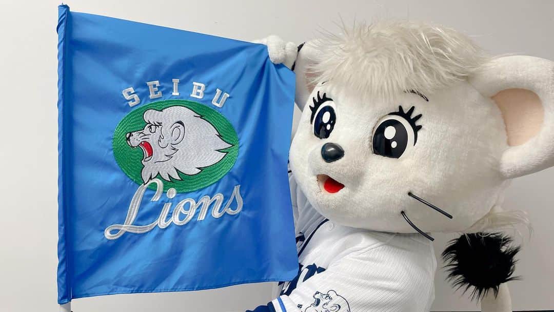 ライナのインスタグラム：「🚩  きゅうだんき ししゅうフラッグが こうなって こうなって こうなった✨  #seibulions  #埼玉西武ライオンズ」