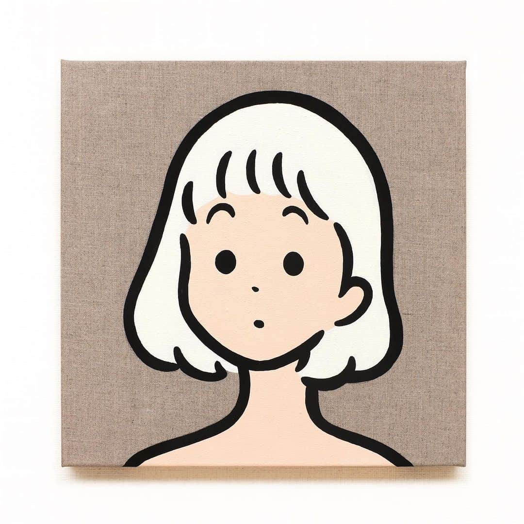 白根ゆたんぽのインスタグラム：「simple portrait # 5 Acrylic on canvas 300 x 300 mm  <Today is the last day>  “SLIDE” - Shirane Yutanpo Solo Exhibition  日期 / Date：2023/09/08 - 09/24 時間 / Time：14:00 - 20:00 (週一公休 / Close on every Monday) 地點 / Add：The Little Hut - 台北市敦化南路一段161巷73號 / No.73, Lane 161, Sec. 1, Dun Hua S. Rd., Taipei  inquiry→ @thelittlehutco」