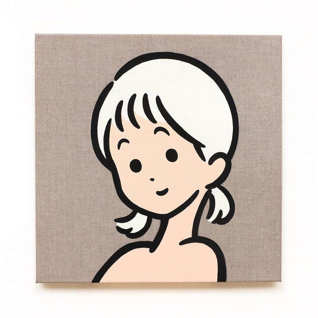 白根ゆたんぽのインスタグラム：「simple portrait # 4 Acrylic on canvas 300 x 300 mm  <Today is the last day>  “SLIDE” - Shirane Yutanpo Solo Exhibition  日期 / Date：2023/09/08 - 09/24 時間 / Time：14:00 - 20:00 (週一公休 / Close on every Monday) 地點 / Add：The Little Hut - 台北市敦化南路一段161巷73號 / No.73, Lane 161, Sec. 1, Dun Hua S. Rd., Taipei  inquiry→ @thelittlehutco」