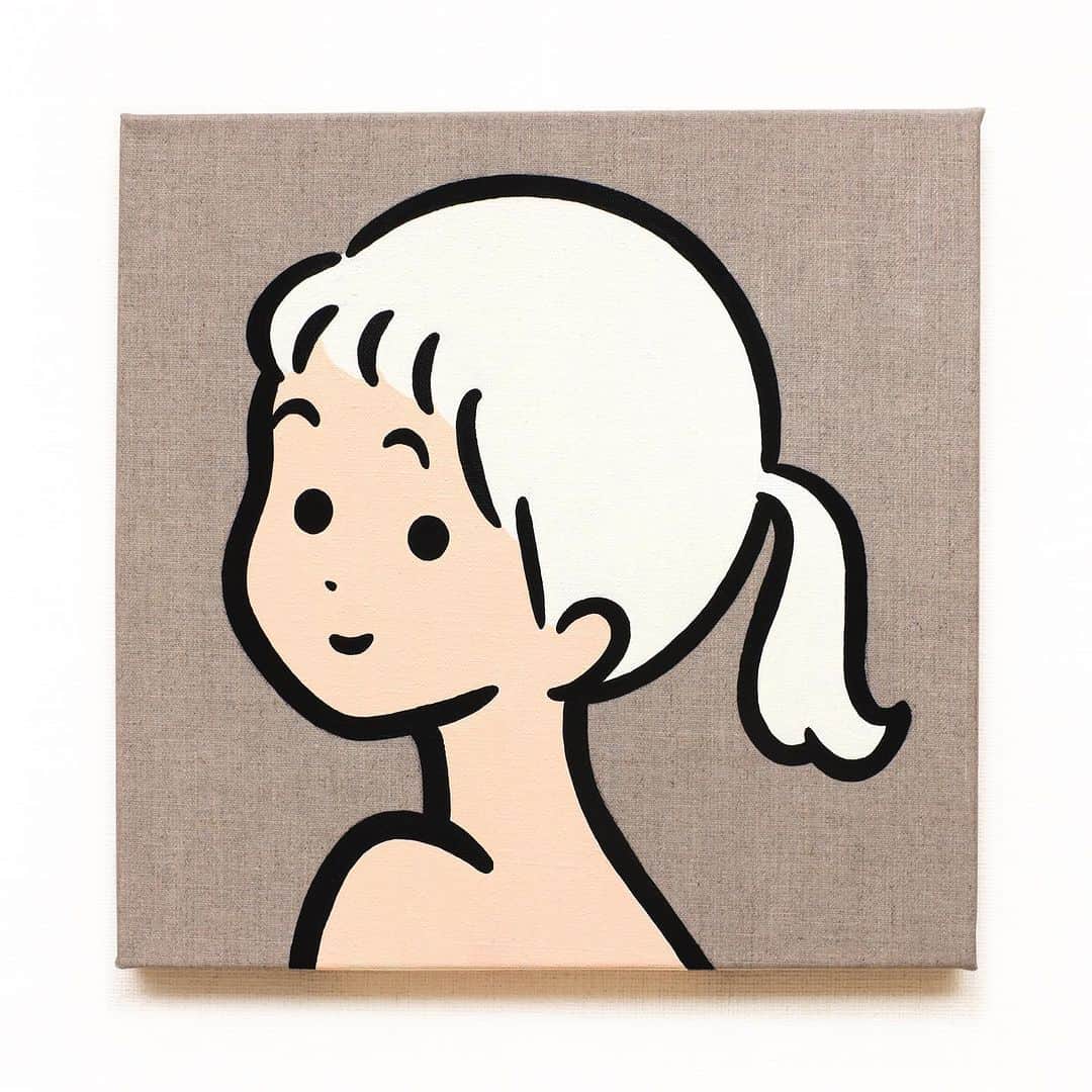白根ゆたんぽのインスタグラム：「simple portrait # 6 Acrylic on canvas 300 x 300 mm  <Today is the last day>  “SLIDE” - Shirane Yutanpo Solo Exhibition  日期 / Date：2023/09/08 - 09/24 時間 / Time：14:00 - 20:00 (週一公休 / Close on every Monday) 地點 / Add：The Little Hut - 台北市敦化南路一段161巷73號 / No.73, Lane 161, Sec. 1, Dun Hua S. Rd., Taipei  inquiry→ @thelittlehutco」