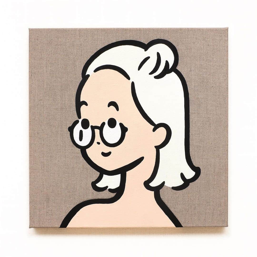 白根ゆたんぽのインスタグラム：「simple portrait # 7 Acrylic on canvas 300 x 300 mm  <Today is the last day>  “SLIDE” - Shirane Yutanpo Solo Exhibition  日期 / Date：2023/09/08 - 09/24 時間 / Time：14:00 - 20:00 (週一公休 / Close on every Monday) 地點 / Add：The Little Hut - 台北市敦化南路一段161巷73號 / No.73, Lane 161, Sec. 1, Dun Hua S. Rd., Taipei  inquiry→ @thelittlehutco」