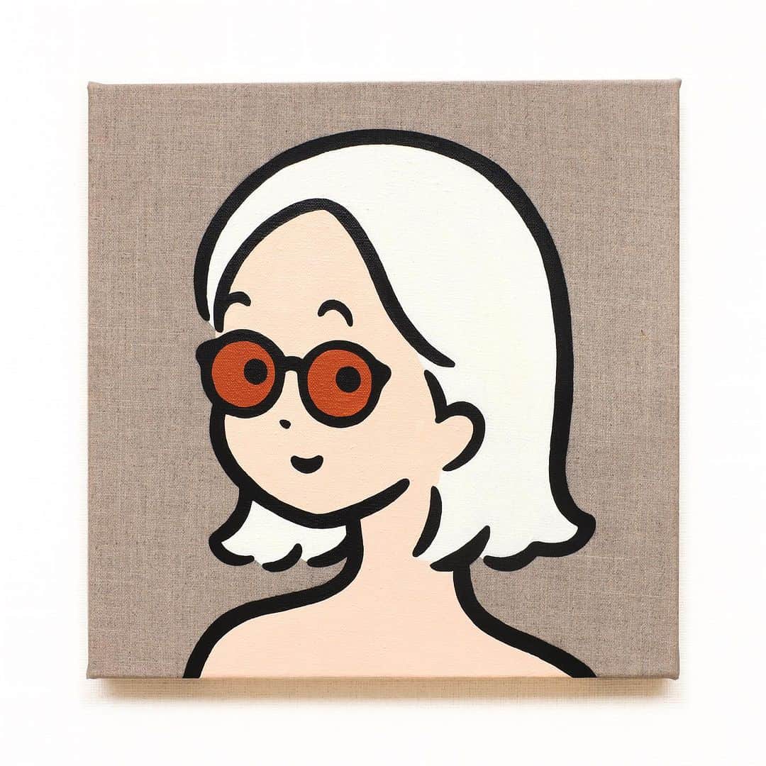 白根ゆたんぽのインスタグラム：「simple portrait # 8 Acrylic on canvas 300 x 300 mm  <Today is the last day>  “SLIDE” - Shirane Yutanpo Solo Exhibition  日期 / Date：2023/09/08 - 09/24 時間 / Time：14:00 - 20:00 (週一公休 / Close on every Monday) 地點 / Add：The Little Hut - 台北市敦化南路一段161巷73號 / No.73, Lane 161, Sec. 1, Dun Hua S. Rd., Taipei  inquiry→ @thelittlehutco」