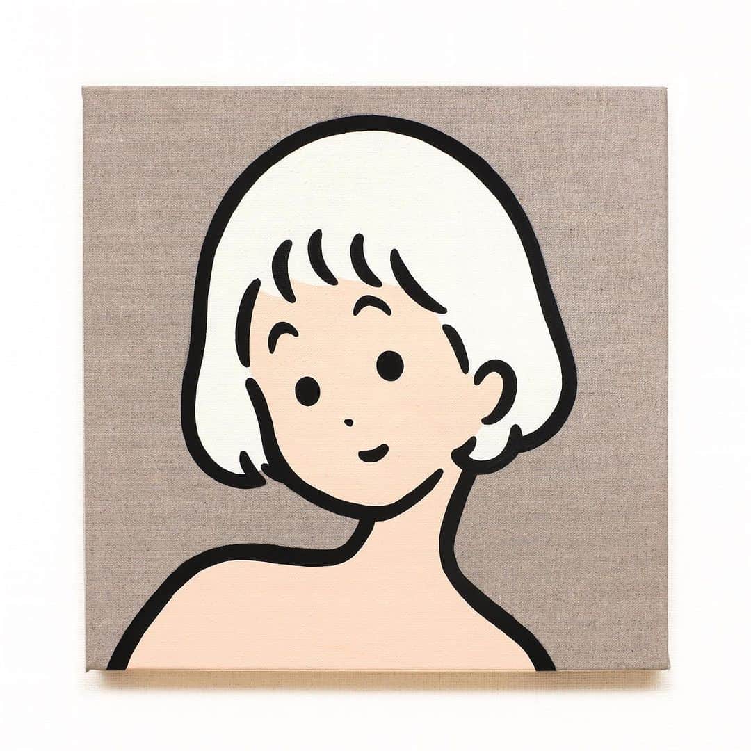 白根ゆたんぽのインスタグラム：「simple portrait # 9 Acrylic on canvas 300 x 300 mm  <Today is the last day>  “SLIDE” - Shirane Yutanpo Solo Exhibition  日期 / Date：2023/09/08 - 09/24 時間 / Time：14:00 - 20:00 (週一公休 / Close on every Monday) 地點 / Add：The Little Hut - 台北市敦化南路一段161巷73號 / No.73, Lane 161, Sec. 1, Dun Hua S. Rd., Taipei  inquiry→ @thelittlehutco」