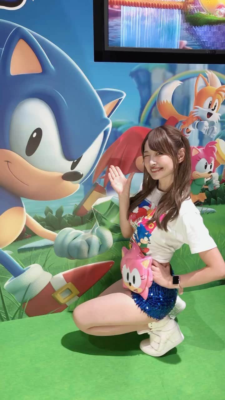 桐谷流華のインスタグラム：「東京ゲームショウ  ⁡ セガ／アトラスブース💙 お越しいただいた皆様ありがとうございました😻 ⁡ ソニック大好き！っていうキラキラした目の方や(  ᵒ̴̷͈ωᵒ̴̶̷͈ )✨️ ⁡ 日本のゲームを愛してくれている海外の方が多くて嬉しかった🥰 ⁡ #東京ゲームショウ   #セガTGS2023    #TGS2023   #TGS2023セガアトラスで撮ってみた」