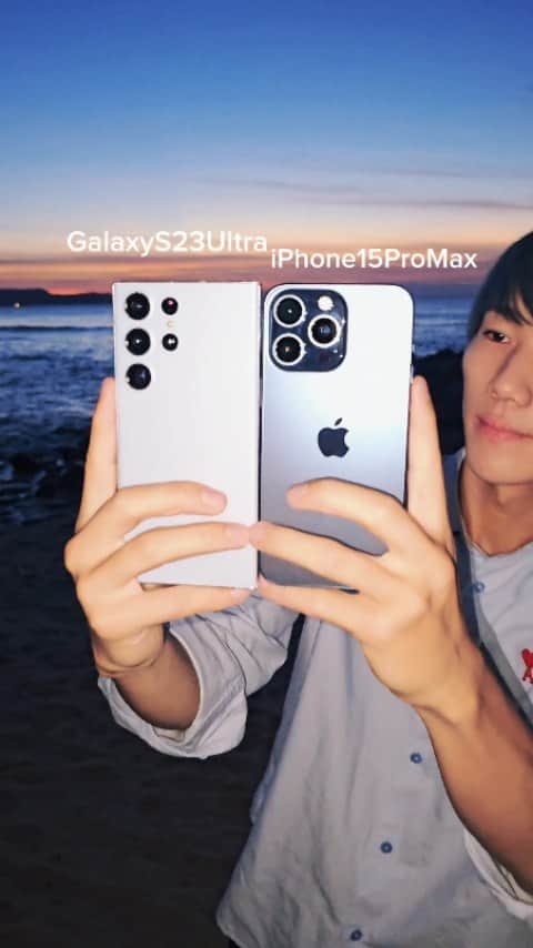 あああつしのインスタグラム：「太陽と月が撮れました笑  #iPhone15ProMax #GalaxyS23Ultra」