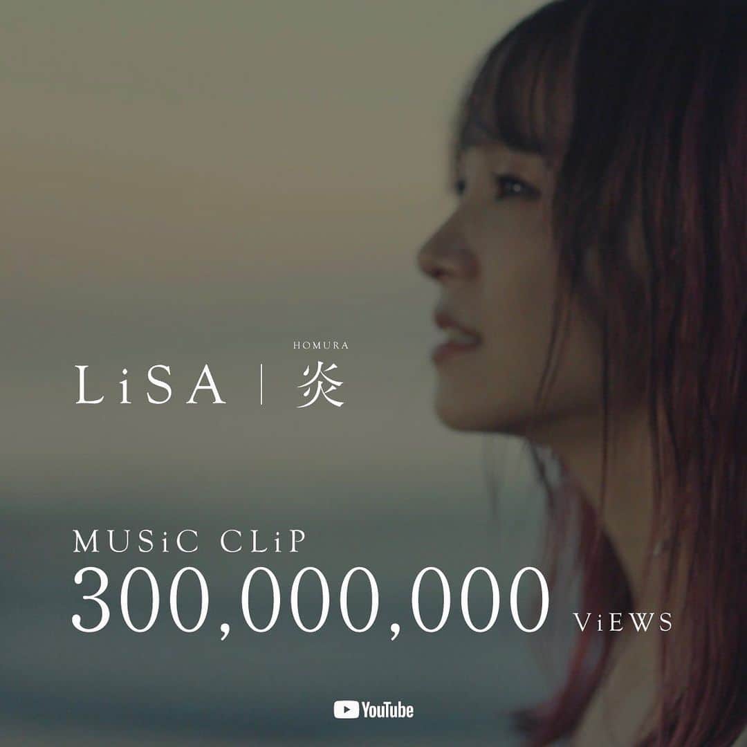 LiSAさんのインスタグラム写真 - (LiSAInstagram)「【おしらせ】 #LiSA「炎」MUSiC CLiPの再生回数が3億回を突破しました。 いつも応援していただきありがとうございます🔥  “Homura” MUSIC VIDEO HITS 300 MILLION VIEWS!! THANK YOU SO MUCH🔥  ------------------------- たくさんの景色を共にしながら、たくさんの想いを重ねながら歌ってきた「炎」 MVで嘆き叫き願うように歌った「炎」をながく愛していただいて嬉しいです。  “homura” is a song that I have sung in various situations and with many feelings. I am glad that you all love this song which in its music video I put all my heart into while singing.  這首〈炎〉是我在各種景色、懷著各種思緒和情感唱的一首歌。 在〈炎〉的MV中我彷彿是在感慨、吶喊、許願般地歌唱，很高興你們長期以來一直喜愛支持它。  https://youtu.be/4DxL6IKmXx4?si=poEobweyhz515Zjs」9月24日 20時54分 - xlisa_olivex