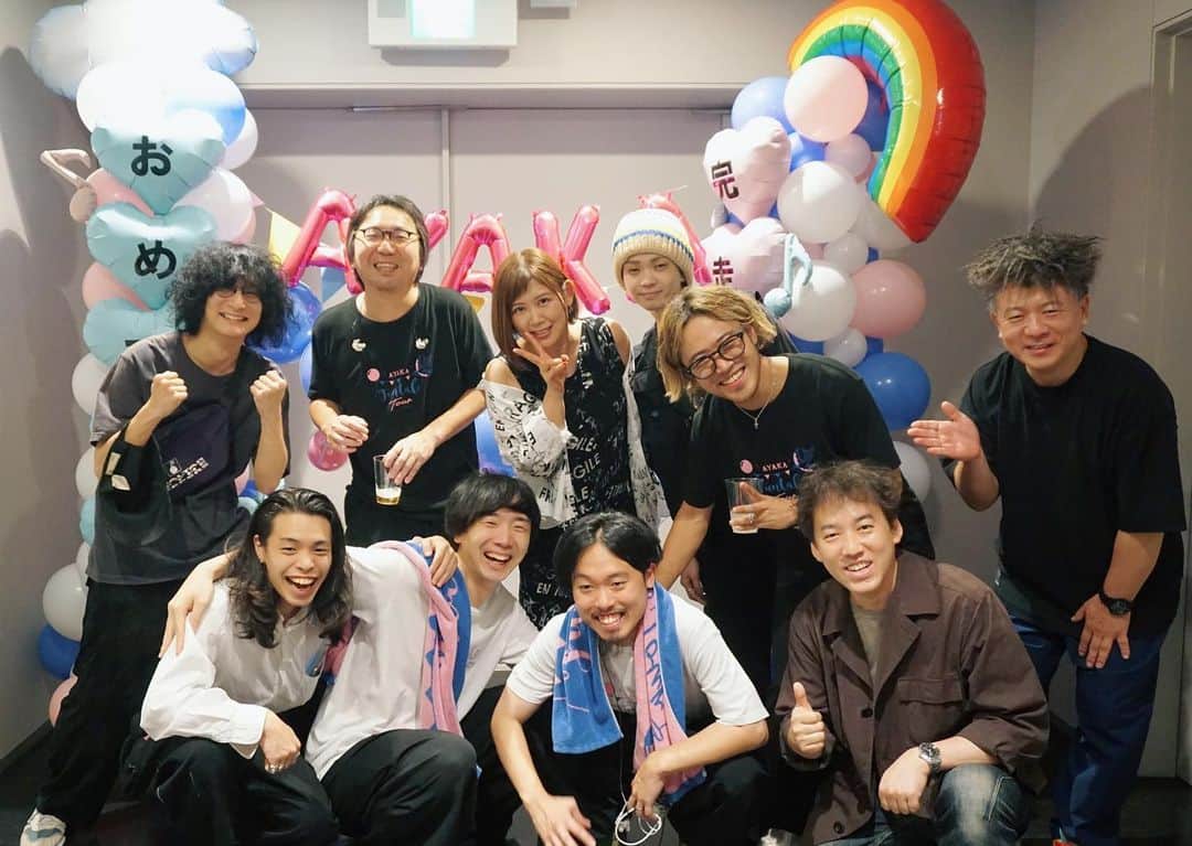 絢香さんのインスタグラム写真 - (絢香Instagram)「Funtale Tour 2023 ファイナル高崎！！  ありがとうーーーー！！  終わってしまったーーー やり切ったーーー🥹 最高の夏でした！！！！  最高のバンド @kei_kawano  @shuta_nishida  @ochi_the_funk  @shun_ishiwaka   高崎まで見に来てくれた @taiki_men_  @qurobertlee  @sotabass  ありがとう😊  なんと、ソルトさんと朝倉さんまで見に来てくださり 終演後ミュージシャンでごった返してた🤣🤣最高！！ @satoru_shionoya  @asacses   しばらく抜け殻！  #Funtale #tour #ファイナル」9月24日 21時03分 - ayaka_official_jp