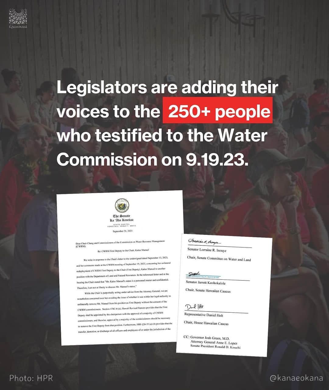 ジェイソン・モモアさんのインスタグラム写真 - (ジェイソン・モモアInstagram)「Legislators are adding their voices to the hundreds of people who testified to the Water Commission on 9/19/23.  Legislators Inouye, Keohokalole, and Holt are demanding "..the issue of Mr. Manuel's employment status, including his reinstatement as CWRM … Deputy, must be addressed by the CWRM as an agenda item at its next meeting on October 17, 2023."  But it would save a lot of time and energy if Chairperson Chang would push aside the attorney general's advisement and instead reinstate Kaleo Manuel immediately.  #lahainstrong #lahaina #maui #mauistrong」9月25日 0時10分 - prideofgypsies