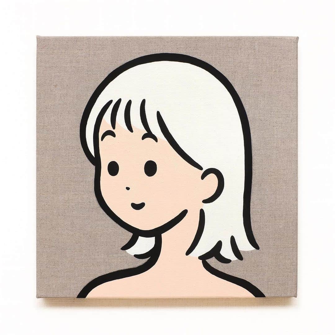白根ゆたんぽのインスタグラム：「simple portrait # 10 Acrylic on canvas 300 x 300 mm  <Today is the last day>  “SLIDE” - Shirane Yutanpo Solo Exhibition  日期 / Date：2023/09/08 - 09/24 時間 / Time：14:00 - 20:00 (週一公休 / Close on every Monday) 地點 / Add：The Little Hut - 台北市敦化南路一段161巷73號 / No.73, Lane 161, Sec. 1, Dun Hua S. Rd., Taipei  inquiry→ @thelittlehutco」