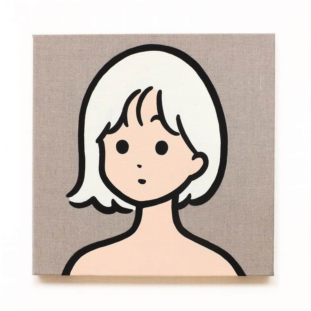 白根ゆたんぽのインスタグラム：「simple portrait # 12 Acrylic on canvas 300 x 300 mm  <The exhibition has ended thank you♡>  “SLIDE” - Shirane Yutanpo Solo Exhibition  日期 / Date：2023/09/08 - 09/24 時間 / Time：14:00 - 20:00 (週一公休 / Close on every Monday) 地點 / Add：The Little Hut - 台北市敦化南路一段161巷73號 / No.73, Lane 161, Sec. 1, Dun Hua S. Rd., Taipei  inquiry→ @thelittlehutco」