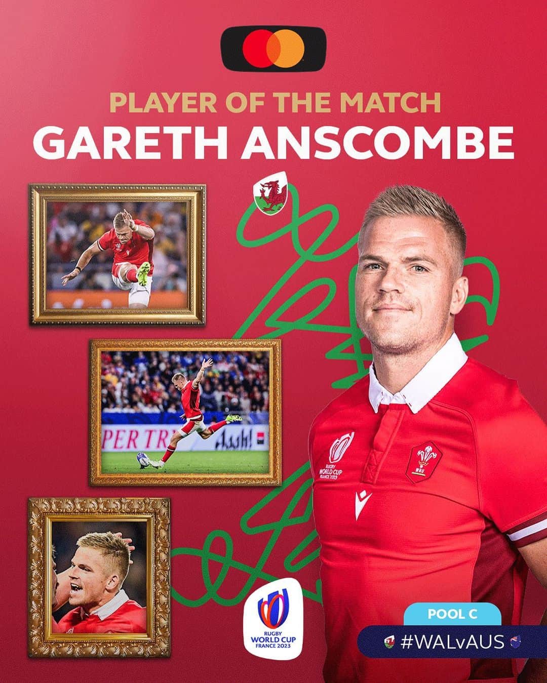 ラグビーリーグ・ワールドカップさんのインスタグラム写真 - (ラグビーリーグ・ワールドカップInstagram)「In inspired form ☝️  Congratulations to @WelshRugbyUnion’s Gareth Anscombe who is the @Mastercard #POTM  #RWC2023 | #WALvAUS | #Priceless」9月25日 5時51分 - rugbyworldcup