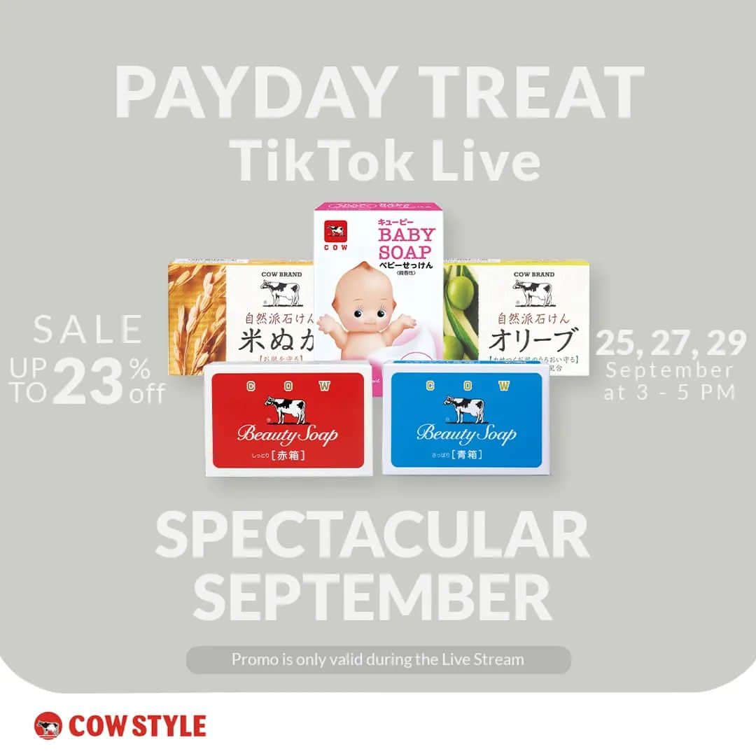 COWSTYLEIDのインスタグラム：「Yippie BIG Promo lagi di TIKTOK LIVE!! Dapatkan diskon hingga 23% ya hanya selama live berlangsung 🤳🤳🤳  Dicatat ya jadwalnya: 25, 27, 29 September | 15.00 - 17.00 wib 🤭  Stock promo terbatas ya, jadi jangan ketinggalan, SAVE THIS POST NOW!✅  #cowstyleindonesia #cowstylebeauty #racunskincare #promoskincare」