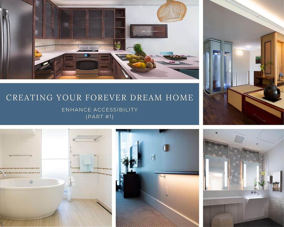 Reiko Lewisのインスタグラム：「Creating your forever dream home (week #3)  As you grow older, it’s important to take an honest look at how your home environment is impacting your health and your life. We all age. It’s important to take the time to reflect on your living situation and discuss how your home is impacting you, your loved ones, and your clients.  In my last few posts, I talked about what to consider when fully renovating your home. Now, I’m going to discuss accessibility. To recap, go back to my last series on Aging-in-Place design that focuses on accessibility in more depth. Please see the link below: https://www.linkedin.com/pulse/aging-in-place-design-2-reiko-lewis/?trackingId=MGLPfeiySBiqYBqxB6obDQ%3D%3D   3.  Enhance Accessibility (Part #1)  Here is a checklist for enhancing accessibility in your home as you age:  ·  Make your entire home one floor. Even if you have a two-story home, you can add an elevator system to create a “No floor level change” so you can avoid stairs. ·  Install a ramp at the entry of your home. ·  Install grab bars near toilets, showers, and tubs for stability. ·  Install handrails on staircases and a long wall from the bed to toilet, to assist with balance.  ·  Consider slip-resistant flooring material, especially in areas prone to moisture, like the bathroom. ·  Remove carpet, as it is not sometimes the best option for mobility.」