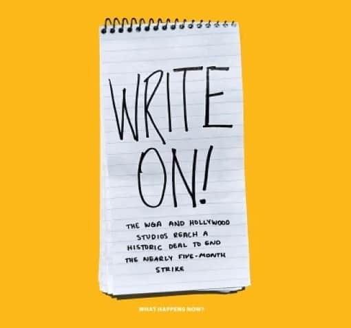 ジェニファー・ビールスのインスタグラム：「“We can say, with great pride, that this deal is exceptional – with meaningful gains and protections for writers in every sector of the membership,” the WGA’s negotiating committee wrote in an email to sent to members at 7:10 p.m. PT @variety   Cheers to all the intrepid, persistent WGA members for standing strong! #wgastrong   Our turn. #sagaftrastrong」