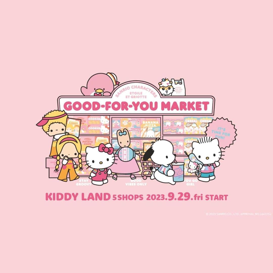 のインスタグラム：「「サンリオキャラクターズ×Etoile et Griotte」 “GOOD-FOR-YOU MARKET”シリーズが9月29日(金)から、キデイランド5店舗に登場❣️ また、キデイランド原宿オンラインショップでは、店舗発売に先駆けて9月25日(月)12:00から先行予約をスタートしております🍀  マスコットやクリアファイル、ポーチやトートバッグなど、キュートなアイテムが勢揃い✨ 普段使いはもちろん、コレクションするのもオススメです💕  さらに、コラボグッズを2,500円以上お買い上げごとに、限定クリアカード(全8種・ランダム・無くなり次第終了)を1枚プレゼント🎁  ぜひチェックしてね！  🥤取扱店舗🥤 #キデイランド原宿店 #Kspot東京駅店 #キデイランド吉祥寺店 #キデイランド大阪梅田店 #キデイランド京都四条河原町店  ※店舗により取り扱い商品が異なります。詳しくは店舗までお問い合わせ下さい。  #etoileetgriotte #sanrio #kiddyland #サンリオ #キデイランド」
