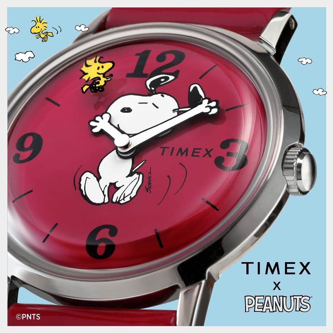 スヌーピーさんのインスタグラム写真 - (スヌーピーInstagram)「This watch is sure to bring a touch of nostalgia to your collection. A modern-day reissue of the 1976 original red Snoopy watch from @timex captures your favorite beagle in a playful mid-dance pose with his arms as the hour and minute hands and a rotating Woodstock serving as the sweep-second. Packaged in a collectible doghouse box, it's the perfect homage to Snoopy's world.  Shop now at the link in bio.   #timex #peanuts #snoopy #reissue #newwatch」9月26日 3時06分 - snoopygrams