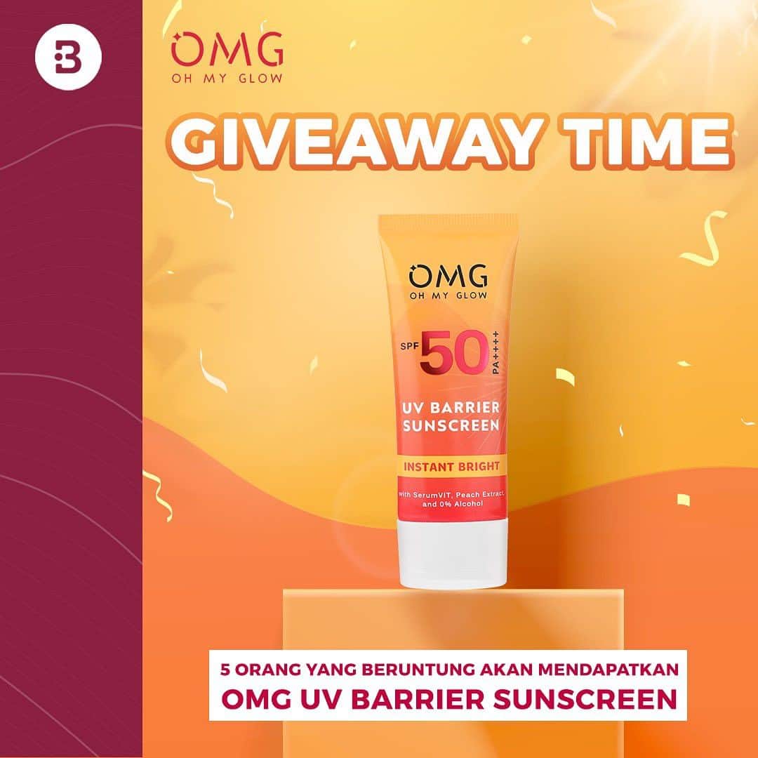 のインスタグラム：「🌟 GIVEAWAY ALERT! 🌟 Beauties, panggilan buat kamu yang lagi nyari sunscreen dengan efek nyata UV BARRIER sini merapaaat!! 💄💅✨ Beautynesia dan @itsomgbeauty lagi mau bagi bagi sunscreen nih buat kamu, caranya gampang banget:   - Follow Instagram @beautynesia.id & @itsomgbeauty - KOMEN dibawah kenapa kamu mau banget dapet OMG UV Barrier Sunscreen  - SHARE postingan ke STORY dan save di highlight - Akun tidak boleh diprivate  Periode giveaway berlangsung dari 25 September– 1 Oktober 2023. 5 orang pemenang akan diumumkan di tanggal 2 Oktober 2023.   Ayooo Beauties, komen sebanyak-banyaknya sekarang juga 🥰💖🤩」