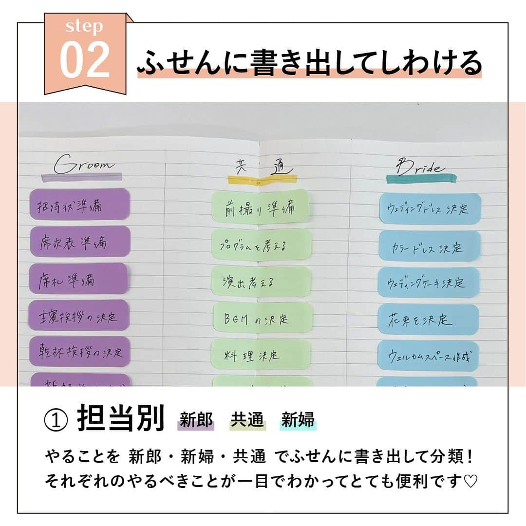 PIARYさんのインスタグラム写真 - (PIARYInstagram)「＼準備は念入りに！／ 保存必須！結婚式準備ToDoリスト活用術  ::::::::::୨୧::::::::::୨୧::::::::::୨୧:::::::::::୨୧::::::::::୨୧:::::::::: ウェディングアイテム通販サイトなら《 @piary_inst 》 人気のアイテムや結婚式準備のお役立ち情報を毎日配信中😊 ::::::::::୨୧::::::::::୨୧::::::::::୨୧:::::::::::୨୧::::::::::୨୧::::::::::  結婚式準備と一口にいっても 招待状の手配から宿泊先の確保まで… とにかくやることが多くて大変😰  そこで今回はふせんを使った ToDoリストをご紹介します✅  プレ花嫁の皆さまはぜひ保存して見返しながら 作ってみてくださいね✨  ToDoリストを活用して、楽しく計画的に 結婚式準備を進めましょう！🥰  📸Photo by.. @oxomiyukioxo さま（1枚目） 素敵なお写真をありがとうございました🕊  #PIARY #ピアリー #結婚式 #結婚式準備 #結婚準備 #ウェディング #結婚  #プレ花嫁 #プレ花嫁さんと繋がりたい #プレ花嫁準備 #花嫁 #ナチュラルウェディング #ガーデンウェディング #todoリスト」9月25日 19時00分 - piary_inst