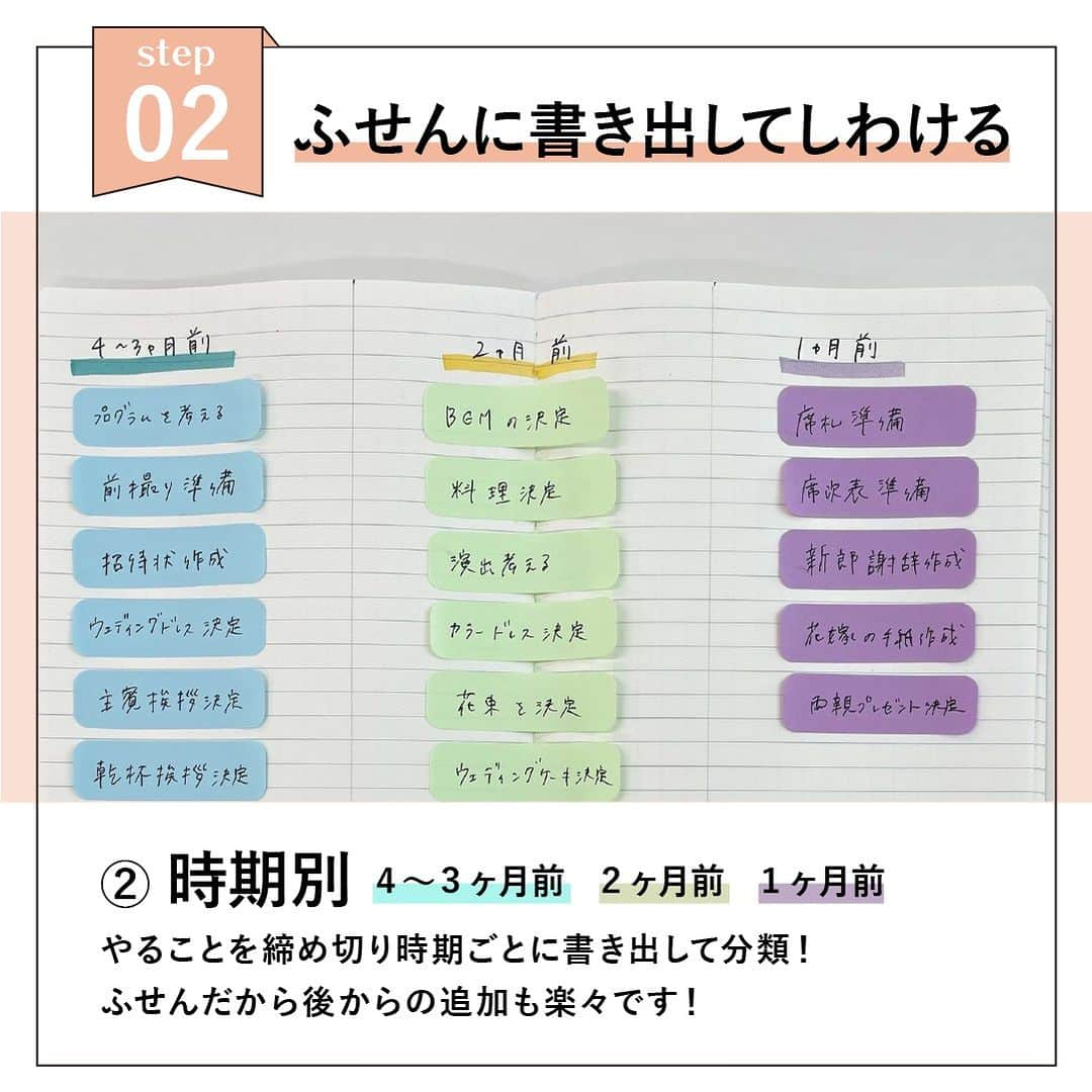 PIARYさんのインスタグラム写真 - (PIARYInstagram)「＼準備は念入りに！／ 保存必須！結婚式準備ToDoリスト活用術  ::::::::::୨୧::::::::::୨୧::::::::::୨୧:::::::::::୨୧::::::::::୨୧:::::::::: ウェディングアイテム通販サイトなら《 @piary_inst 》 人気のアイテムや結婚式準備のお役立ち情報を毎日配信中😊 ::::::::::୨୧::::::::::୨୧::::::::::୨୧:::::::::::୨୧::::::::::୨୧::::::::::  結婚式準備と一口にいっても 招待状の手配から宿泊先の確保まで… とにかくやることが多くて大変😰  そこで今回はふせんを使った ToDoリストをご紹介します✅  プレ花嫁の皆さまはぜひ保存して見返しながら 作ってみてくださいね✨  ToDoリストを活用して、楽しく計画的に 結婚式準備を進めましょう！🥰  📸Photo by.. @oxomiyukioxo さま（1枚目） 素敵なお写真をありがとうございました🕊  #PIARY #ピアリー #結婚式 #結婚式準備 #結婚準備 #ウェディング #結婚  #プレ花嫁 #プレ花嫁さんと繋がりたい #プレ花嫁準備 #花嫁 #ナチュラルウェディング #ガーデンウェディング #todoリスト」9月25日 19時00分 - piary_inst