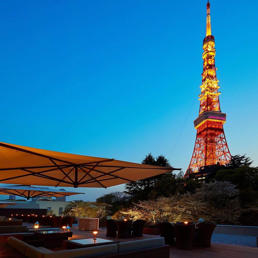 東京プリンスホテルのインスタグラム：「心地よい秋風を感じながら、東京タワーの絶景を堪能。「カフェ＆バー タワービューテラス」で優雅なトワイライトタイムをお過ごしください✨  Indulge in a delightfully pleasant autumn evening out on the Café & Bar Tower View Terrace, where you can feel that calm, refreshing early-autumn breeze while basking in the glow of the majestic of Tokyo Tower ✨  Share your own images with us by tagging @tokyoprincehotel  —————————————————————   #東京プリンスホテル #絶景ホテル #テラス席 #東京タワー #tokyoprincehotel #tokyotower #tokyotowerview」