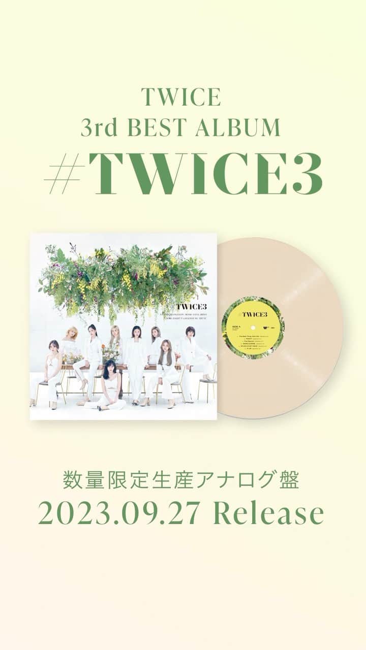 TWICE JAPANのインスタグラム：「TWICE 3rd BEST ALBUM『#TWICE3』数量限定生産アナログ盤 2023.09.27 Release  I fancy you, More and More! 魅力あふれる『#TWICE3』のアナログ盤もぜひお楽しみください💞  https://www.twicejapan.com/feature/bestalbumVINYL  #TWICE #TWICE2 #TWICE3 #TWICE4 #VINYL」