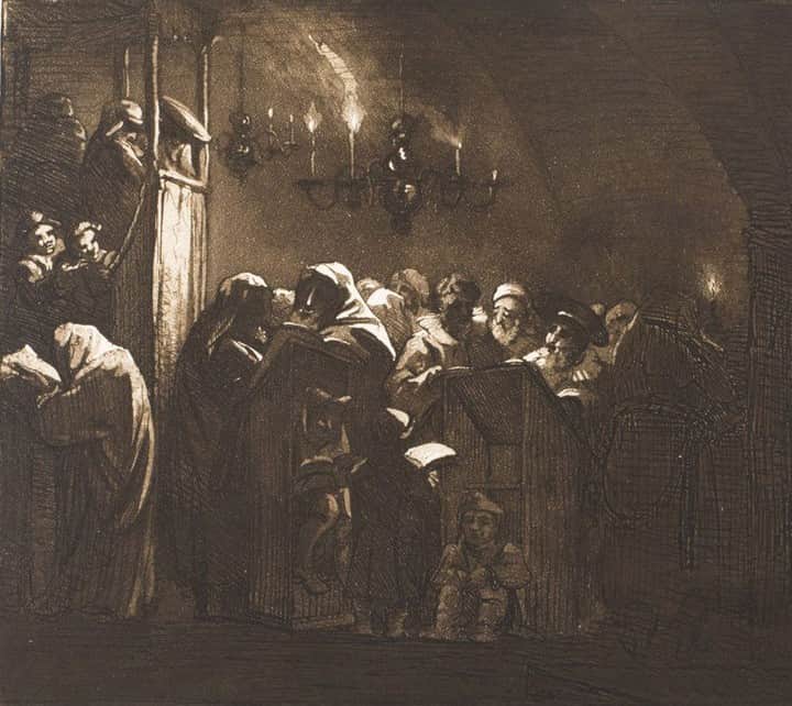 のインスタグラム：「G’mar Chatima Tova, to all who observe Yom Kippur, the Jewish Day of Atonement.  "A Jewish Synagogue in Vienna," 1798, Joseph Fischer」