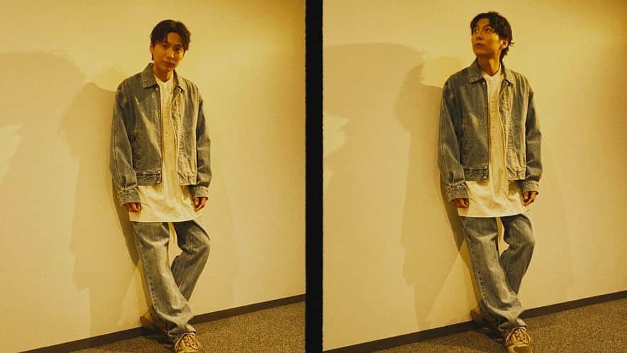 宮崎秋人のインスタグラム：「衣装 ・jacket,pants @musinsa_standard   ・shirt @eel_products   ・shoes @hitec_japan   stylist @stylist_uedarisa   hairmake @kanako.furuhashi」