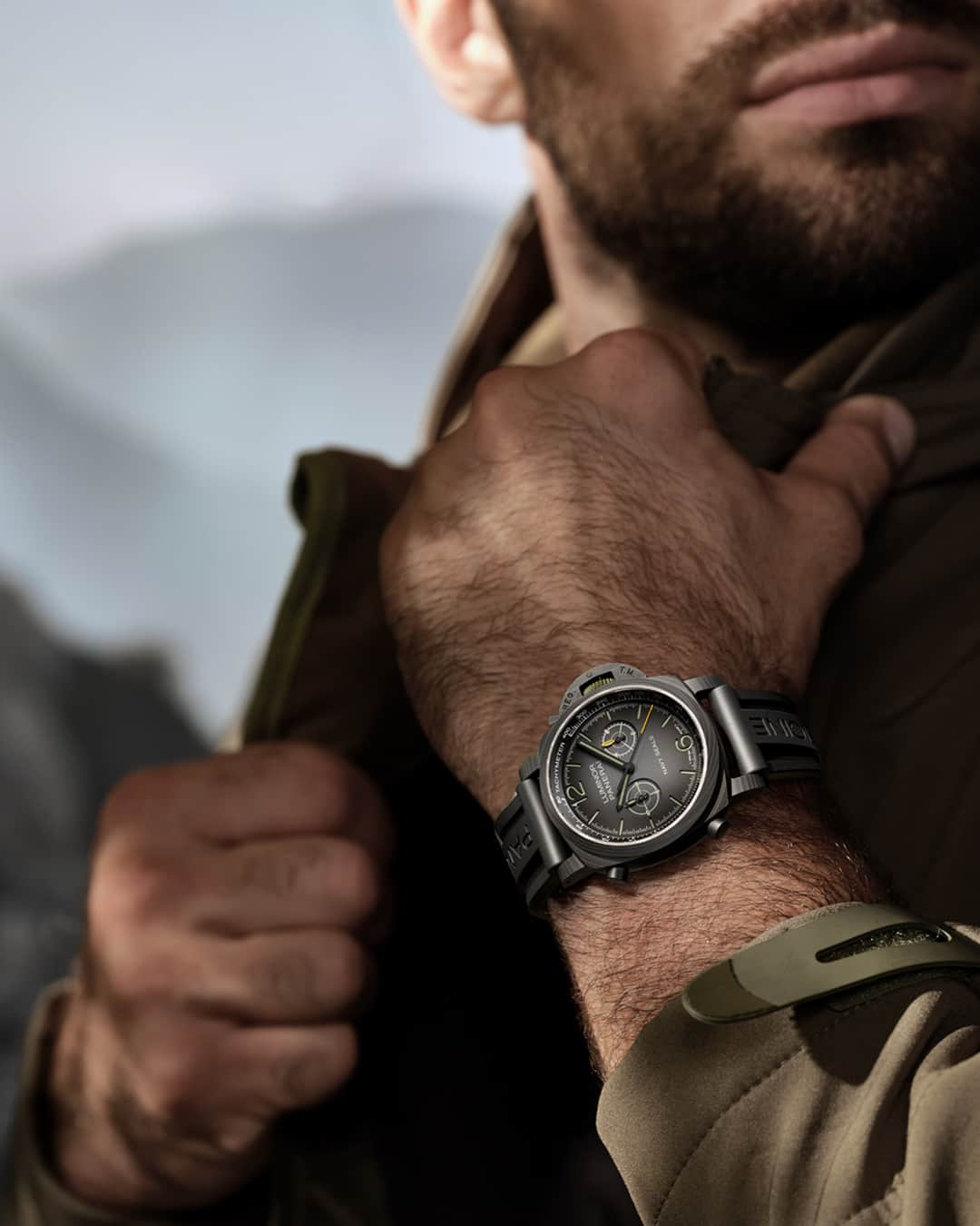 オフィチーネ パネライのインスタグラム：「Explore the new Luminor Chrono Carbotech Navy SEALs #PAM1419: A 44mm CarboTech™ case where luxury meets precision, ready for extraordinary adventures.  Discover more through the link in Bio.   #Panerai #NavySEALs #PaneraiWatch」