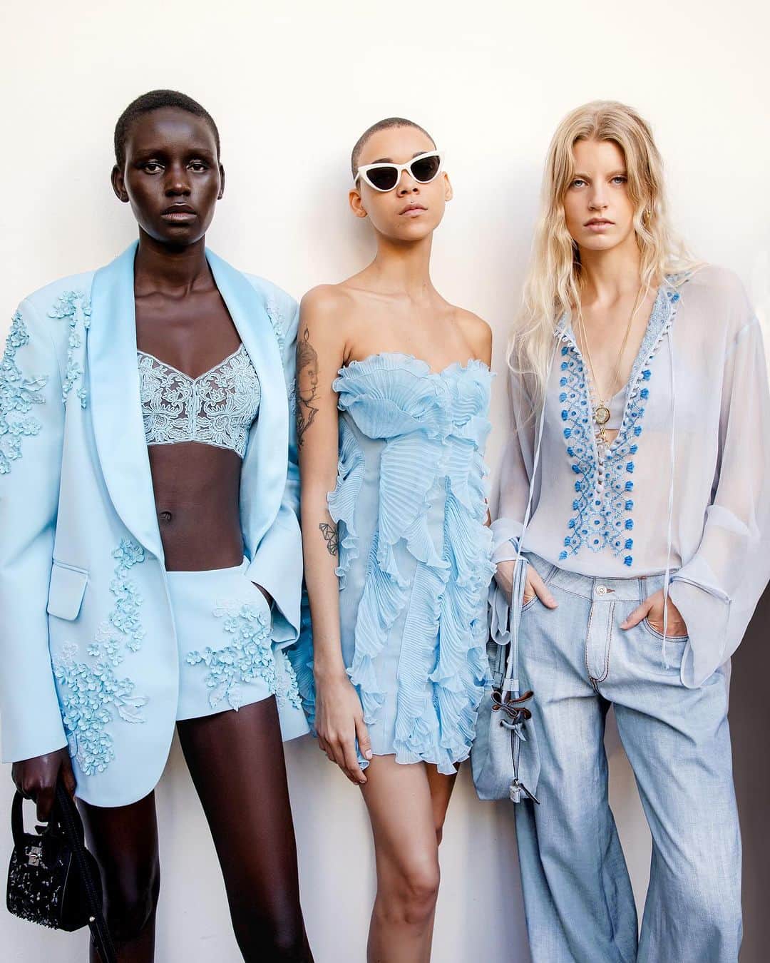 のインスタグラム：「Timeless grace in heavenly light blue.   #ErmannoScervino #SS24 #ErmannoScervinoCollection #mfw」