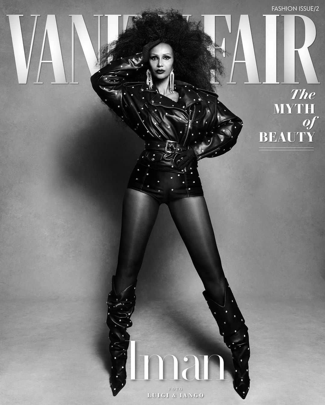 イマン・アブドゥルマジドのインスタグラム：「THE MYTH OF BEAUTY @vanityfairitalia   Photos - @luigiandiango Production- Marina Moretti  Stylist- @michael_philouze  Makeup- @kilprity Hair- @hoshounkpatin Manicurist- @nailnori   #VFMythOfBeauty」