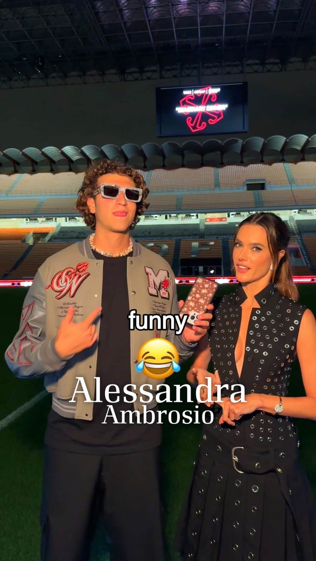 OFF-WHITE C/O VIRGIL ABLOHのインスタグラム：「“Questions with Colton” c/o @gstaadguy featuring @alessandraambrosio, @iamrafaeleao93 @miakhalifa, @franragazzi & @dixiedamelio at the exclusive Off-White™ c/o AC Milan “IMAGINARY DINNER” curated by @vogueitalia at San Siro Stadium in Milan, Italy」