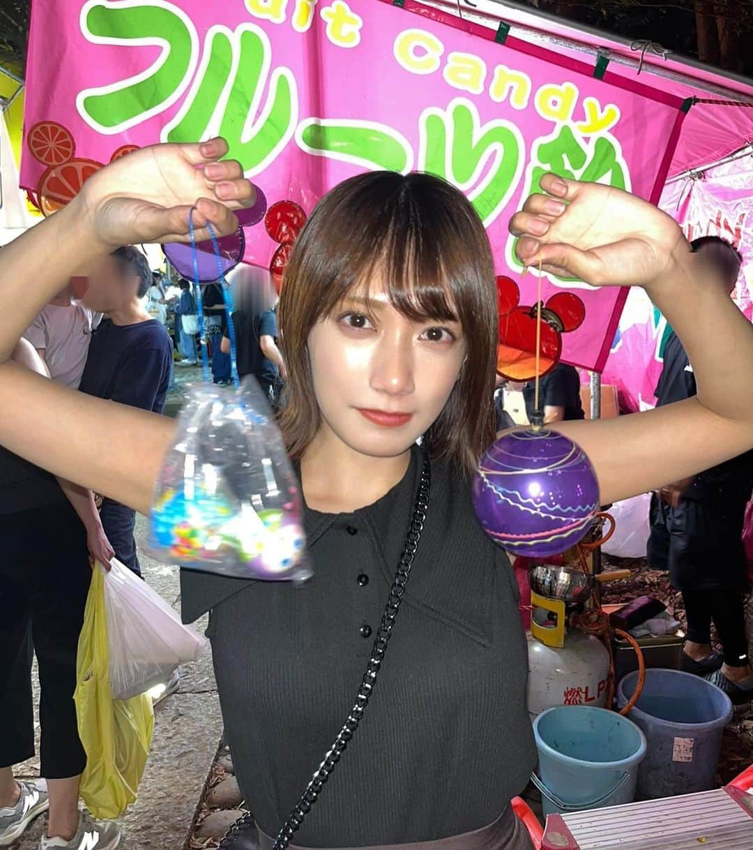 石原由希のインスタグラム：「おまつり🎈🍡🐟」