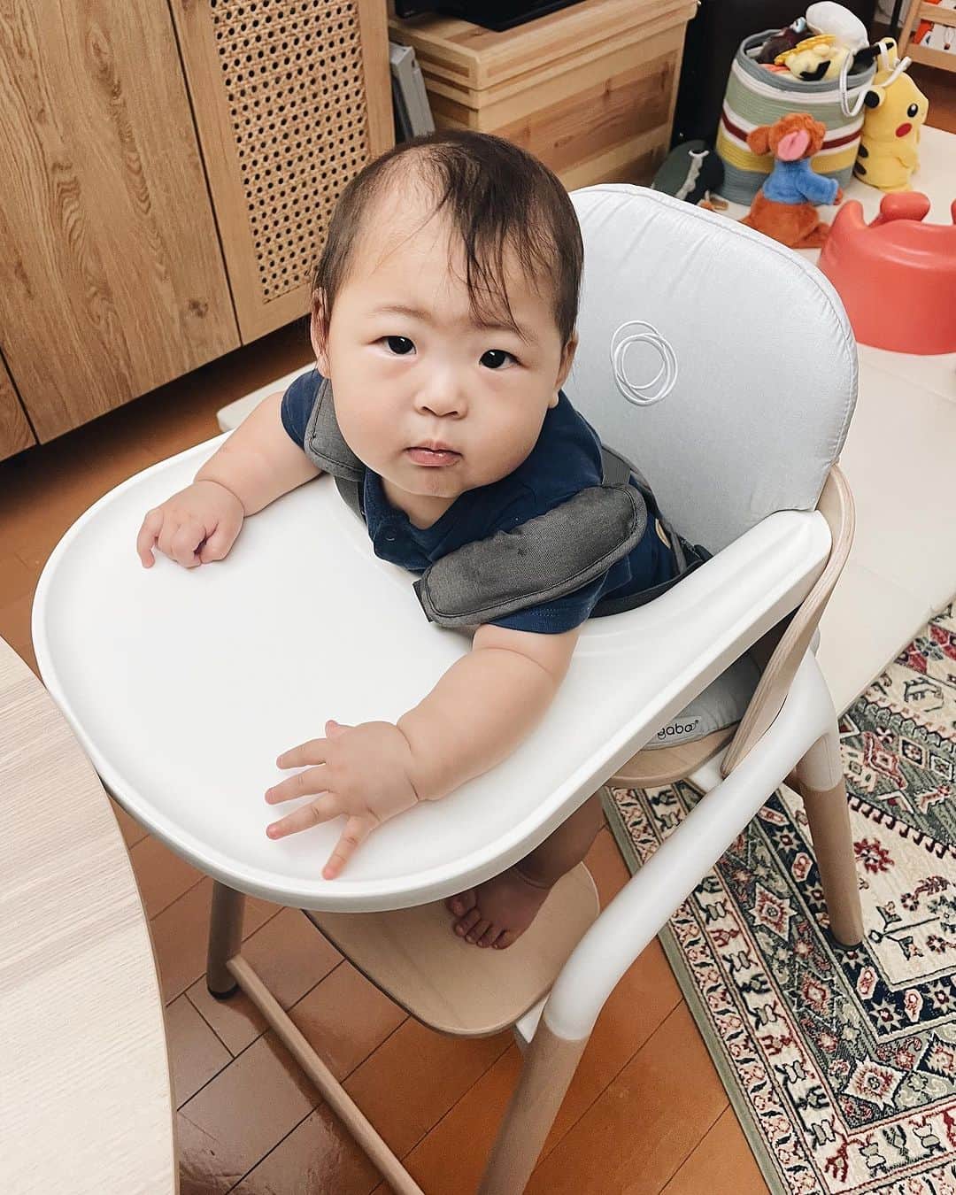 上野智子さんのインスタグラム写真 - (上野智子Instagram)「@bugaboojapan Giraffe chair🪑 チェアデビューしました！  成長段階に合わせて調整出来るのはもちろん、バガブーらしい美しいデザインと機能性は毎日の離乳食タイム(愛おしいけど戦い😉)を豊かにしてくれています:)  このチェアで泣き顔も笑顔もたくさん見ることでしょう！！ (5枚目の髪の毛どうなっちゃってるんでしょうか笑)  ちなみに我が家のカラーはウッド&ホワイト。 クールなおうちなら、ブラックもかっこいいなあと思う♡ そして組み立ては、いつもの夫婦喧嘩をしたあと、私が娘とふて寝をしている間にたけPがやってくれていました。(ありがとうございます🥹)(小声言いたくない)(喧嘩もしたくない)(みんな仲良しが1番)  #bugaboogiraffe #gifted #7か月ベビー #7monthsold」9月26日 0時57分 - tomokoueno