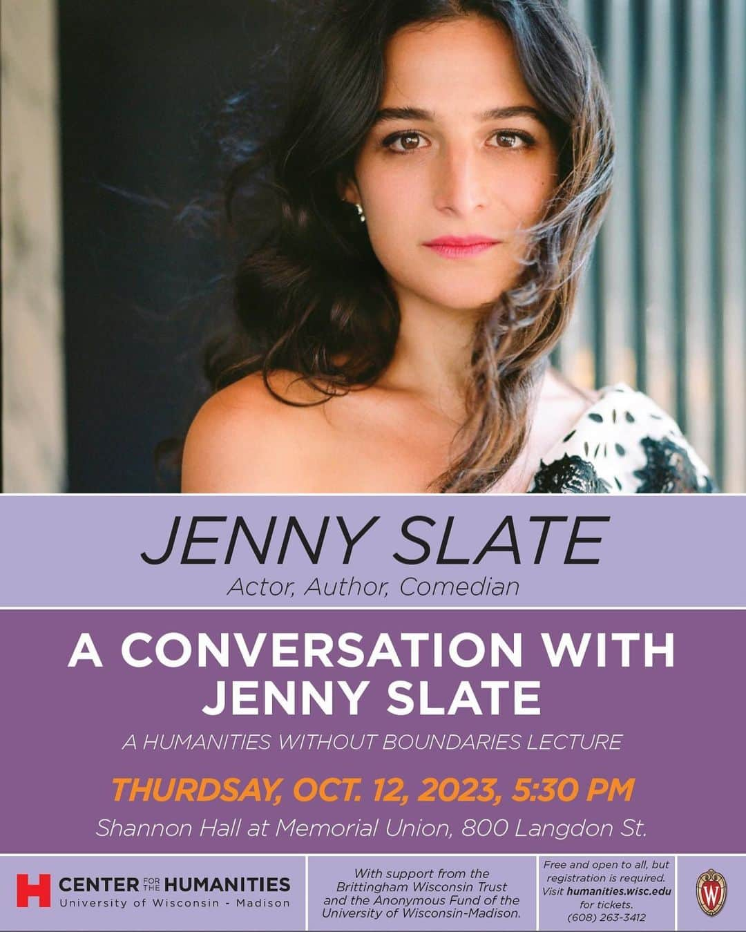 ジェニー・スレイトのインスタグラム：「Hi Madison! I am coming to you on 10/12 to talk with the brilliant @nerdfromthefuture about my book and all things creative! Come and see! Bring a question! I will try my best to answer it!」