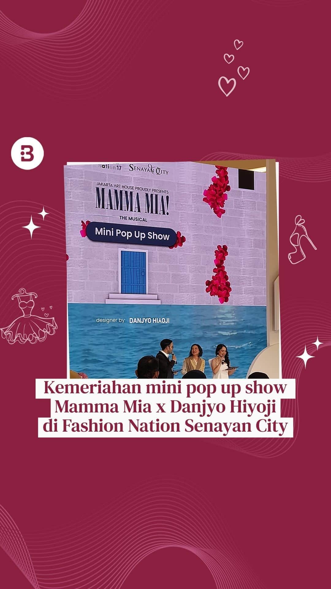 のインスタグラム：「Kemeriahan mini pop up show di Fashion Nation 17 Senayan City! Momen kali ini dimeriahkan oleh penampilan musikal 'Mamma Mia!' dari Jakarta Art House yang juga berkolaborasi dengan Brand Danjyo Hiyoji. Kamu paling suka outfit yang mana nih, Beauties?  #Senayancity #17thSenayanCity #SCAnniversary #SCFashionNation」