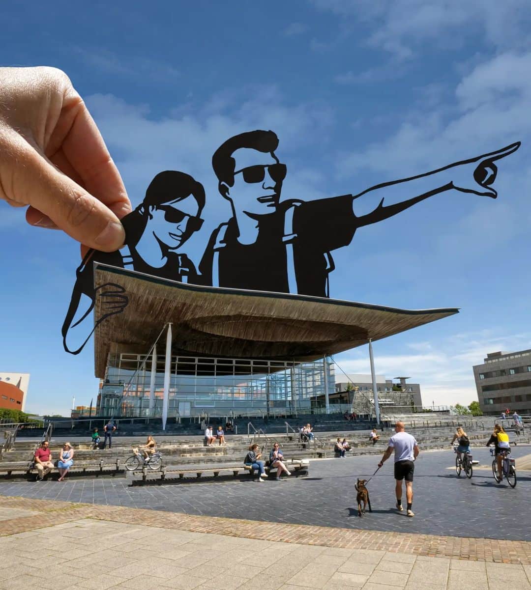 Rich McCorのインスタグラム：「Postcards from Cardiff   #Cardiff #Wales @visitwales @visitcardiff #paperart #stencil」