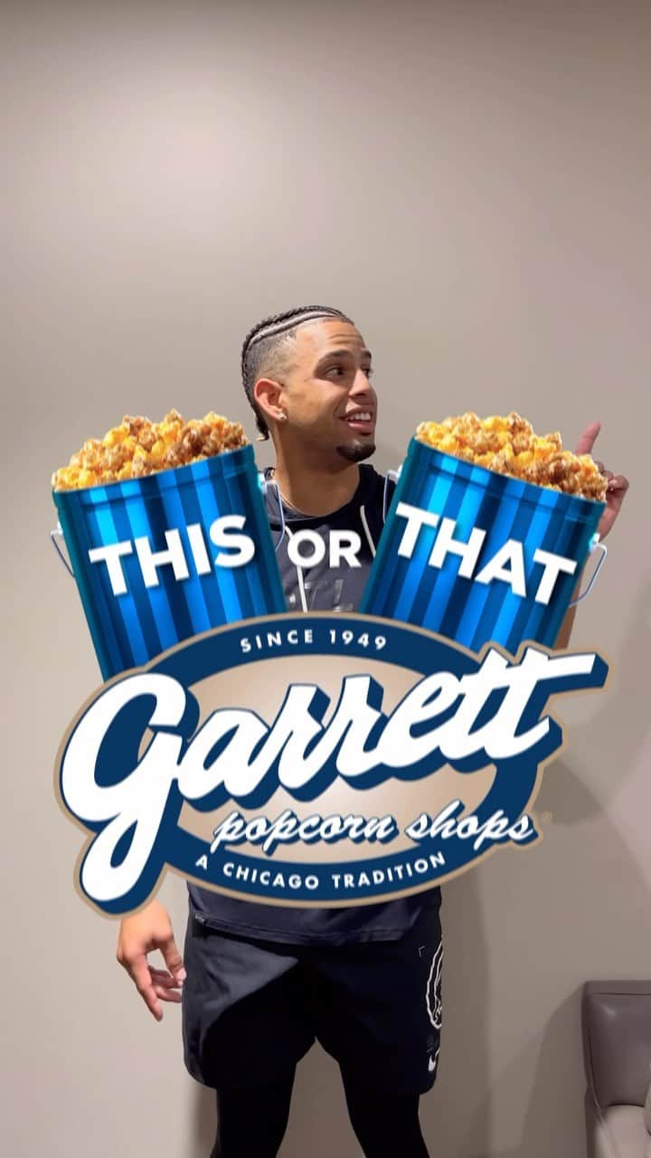 シカゴ・カブスのインスタグラム：「Morel Monday!  Get to know Memo in a new edition of This or That! #GarrettPopcorn」