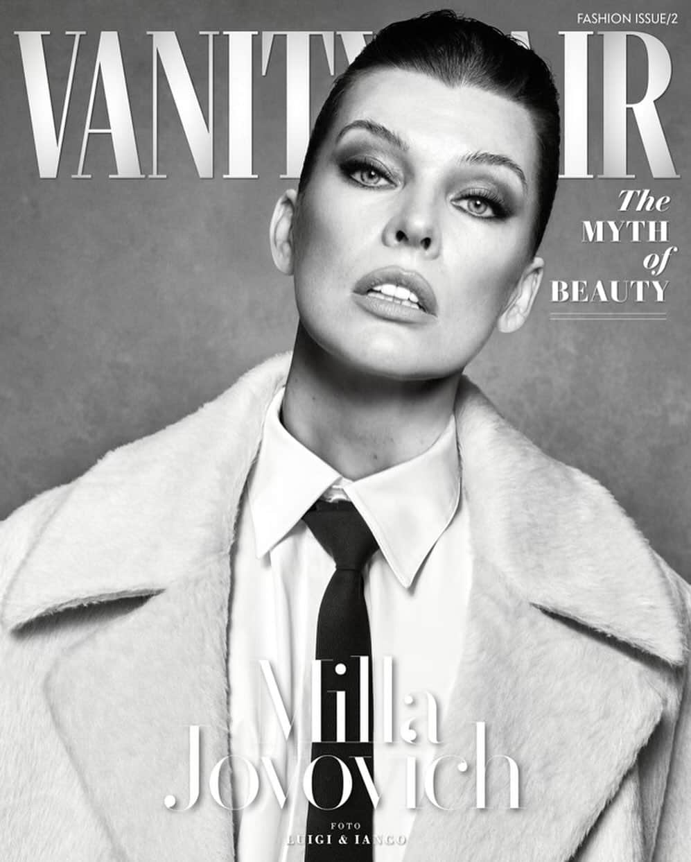 ミラ・ジョヴォヴィッチのインスタグラム：「Thank you @luigiandiango for this gorgeous cover of @vanityfairitalia and @vanityfairfrance  You guys are the best!❤️❤️❤️  Stylist: @michael_philouze  Hair: @Luigi Murenu Make up: @Georgi Sandev Production: @2b management  Booking: @chrissbrenner」